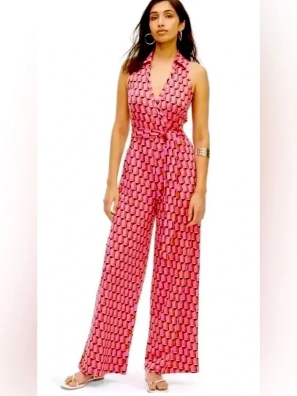 Diane von Furstenberg DVF x Target Pink Modern Geo Wrap Jumpsuit NWT S